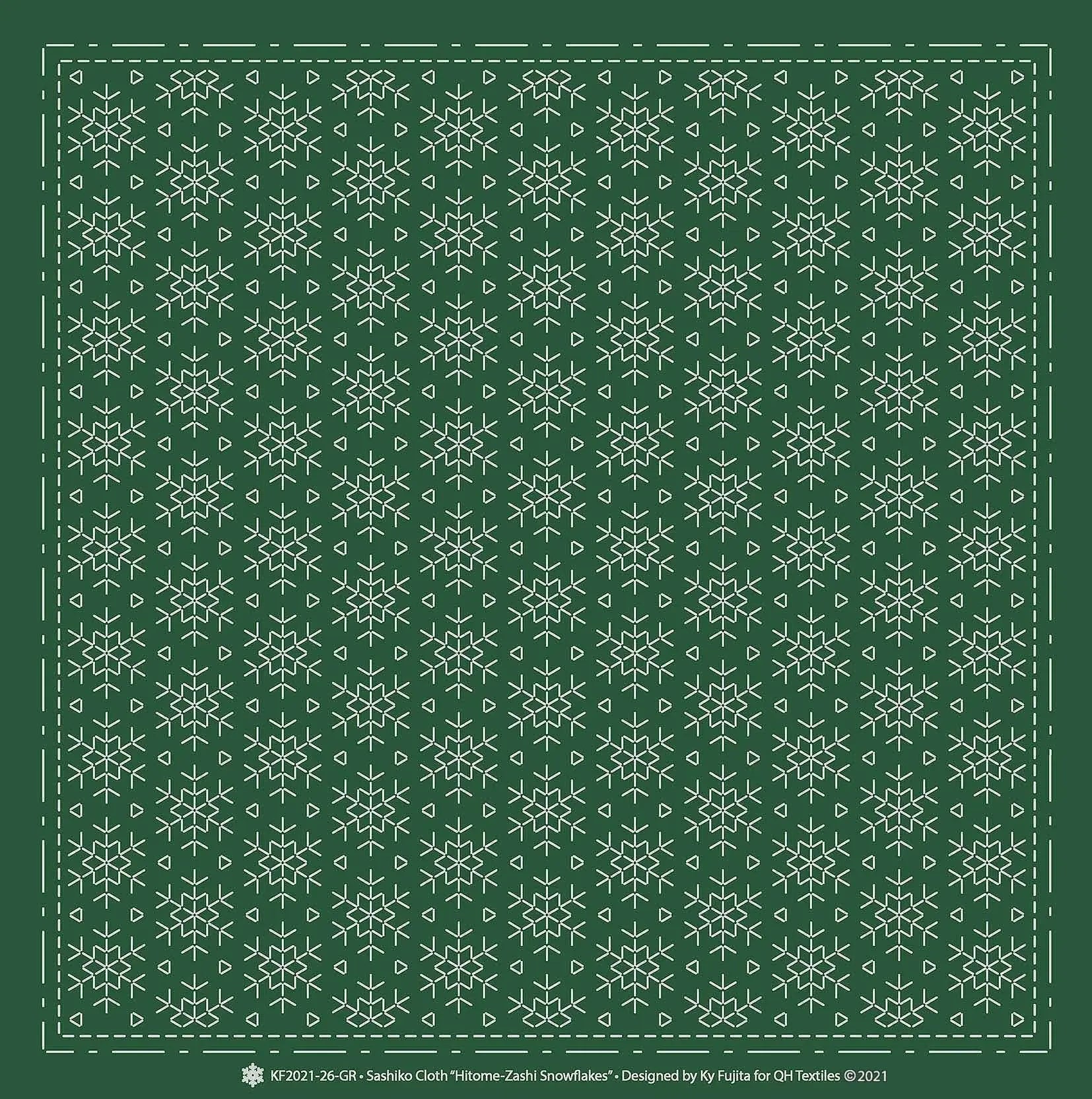 Sashiko Cloth Hitome-Zashi SnowflakesGR