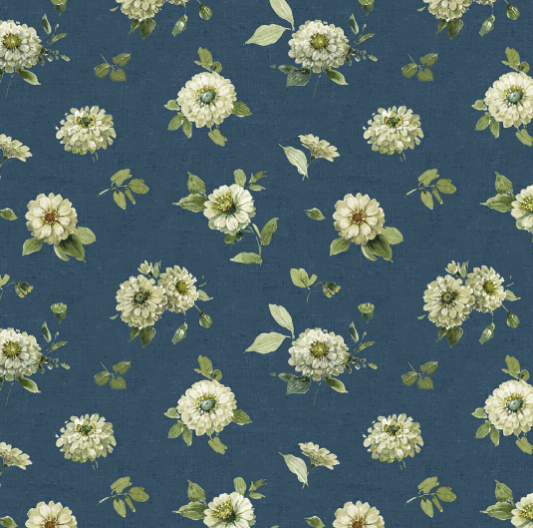 WL White Flowers on Blue Green Fields