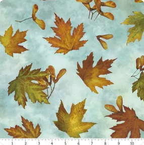 NC Light Teal Multi Leaves and Keys Stonehenge Autumn Splendor