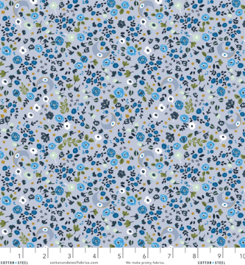 RJR Cotton + Steel-Cosmic Sea-Cosmic Bloom Blue Metallic
