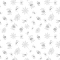 Spooky Spectacle - Spider Toss White on White Cotton 44"/45" Fabric Per Yard