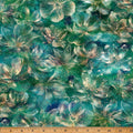 Stone Green Midnight Flora A Hoffman Spectrum Print Cotton 43"/44" Fabric Per Yard