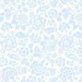 Sweet Cherry - Tonal Floral White/Blue Cotton 44"/45" Fabric Per Yard