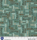 Teal Words Bigfoot Country BCOU-6128-T Cotton 44”/45” Fabric Per Yard