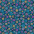 Turquoise Mosaic Blooms Tile Coordinate Cotton 44/45 Fabric Per Yard