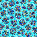 Turquoise Mosaic Blooms Tossed Floral Cotton 44/45 Fabric Per Yard