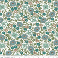 Natural Teal Prairie Flower Wideback Fabric per yard