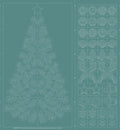 Wagara Sashiko Panel Season's Greeting Teal Blue