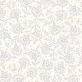 White Grey Whimsy Floral Cotton Wideback Fabric per yard