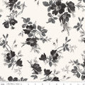 Wide Back Ink & Ivory Large Floral Ivory Cotton Wideback Fabric per yard