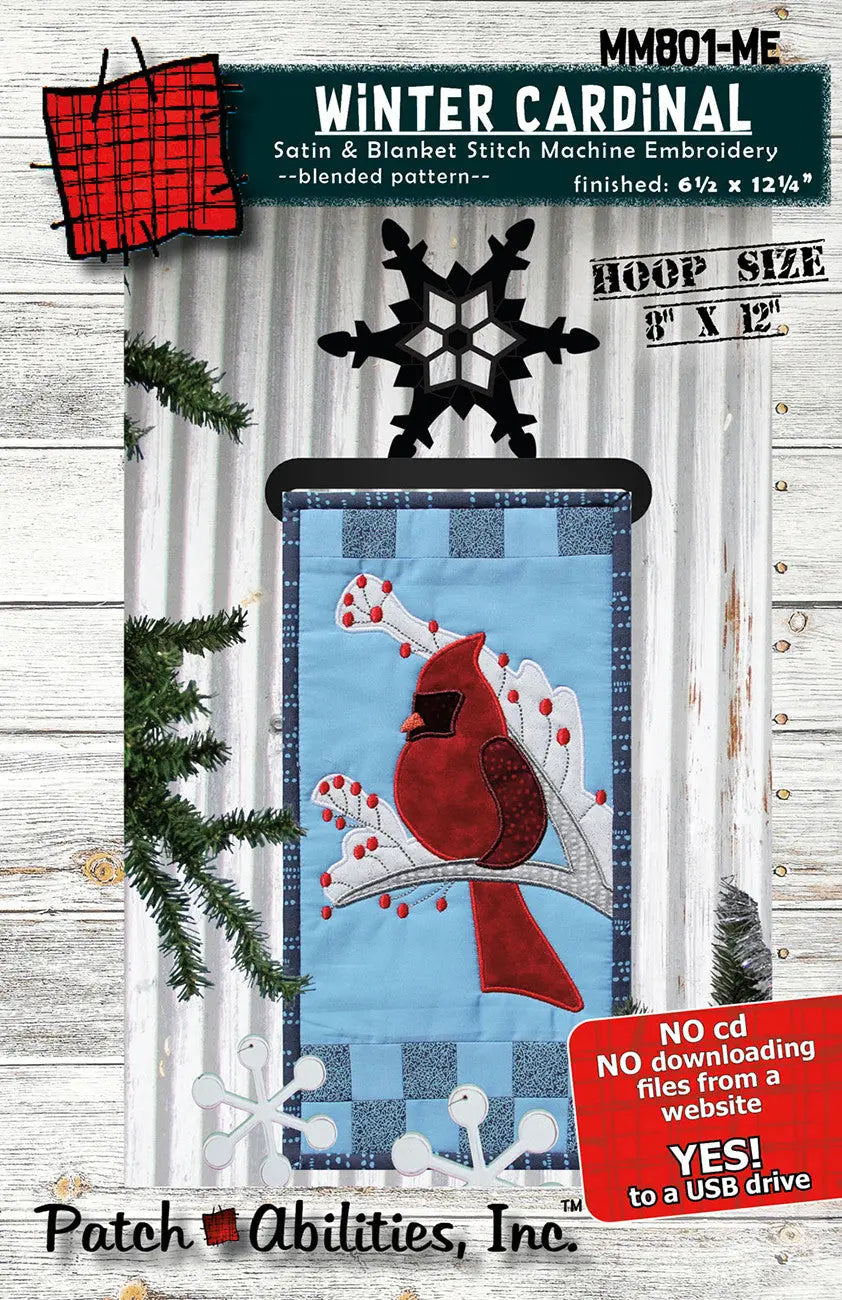 Winter Cardinal Machine Embroidery Version