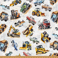 Light Gray Trucks Hammer Down 43"/44" Fabric Per Yard