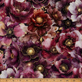 Burgundy Midnight Flora A Hoffman Spectrum Print Cotton 43"/44" Fabric Per Yard