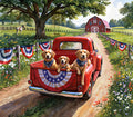 Patriotic Red Truck Roadtrip A Hoffman Spectrum Print Cotton