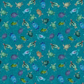 CW Teal Coral Reef Digital Turtles