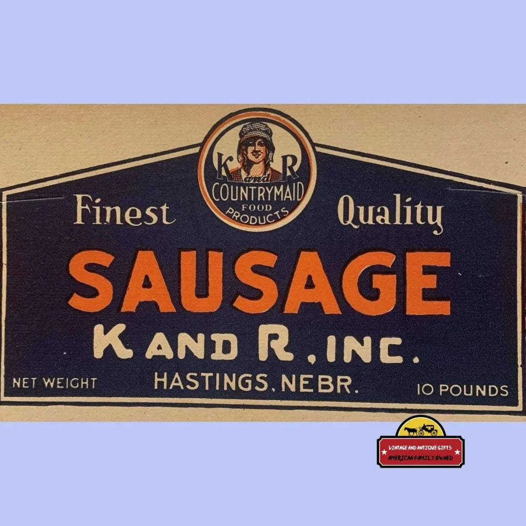 1920s–30s K & R Countrymaid Sausage Advertising Sign — Hastings, Nebraska