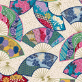 Cream Whispering Fans (Metallic) Cotton 43"/44" Fabric Per Yard