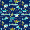 Digital Cuddle Sea Sharkies 58" - 60" Fabric per yard