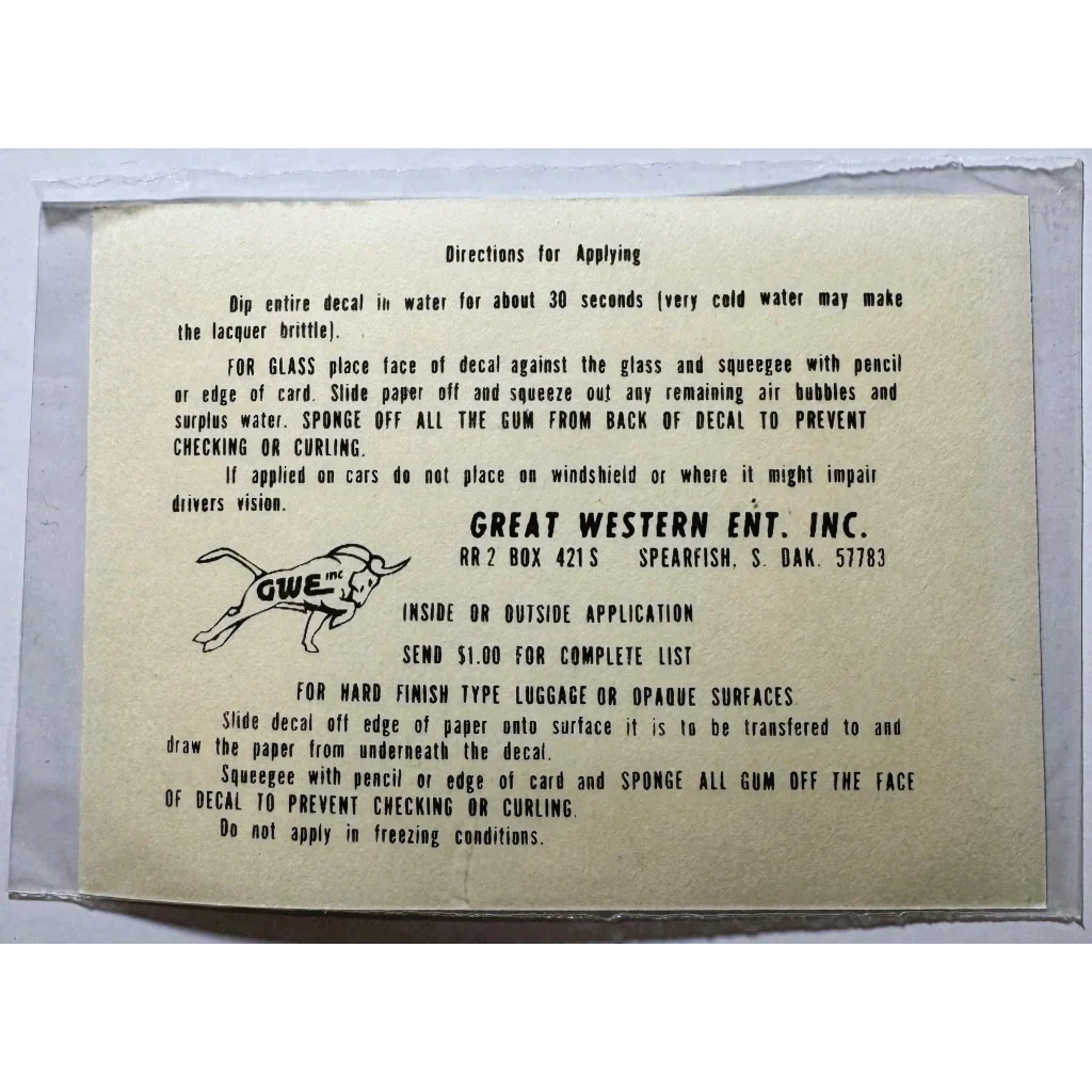 1960s “Sex Relieves Tension” Decal — NOS Great Western Enterprises Adult Humor