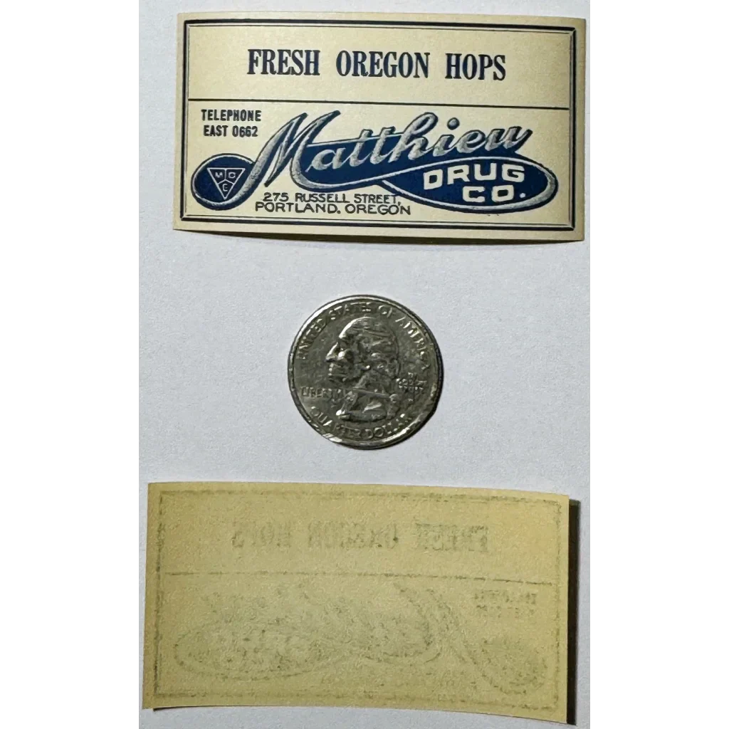 1910s Fresh Oregon Hops Drug Store Label – Matthew Drug Co., Portland