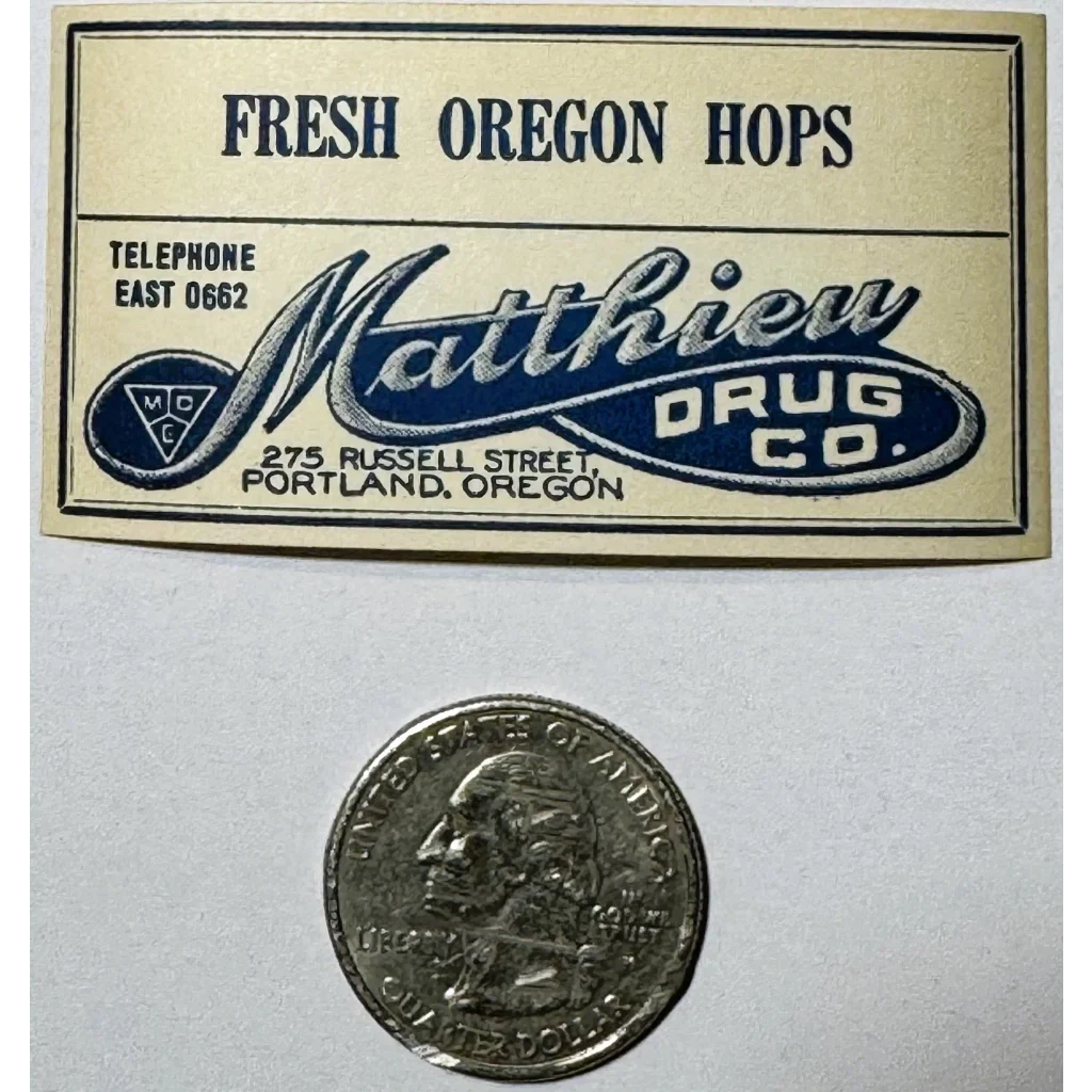 1910s Fresh Oregon Hops Drug Store Label – Matthew Drug Co., Portland
