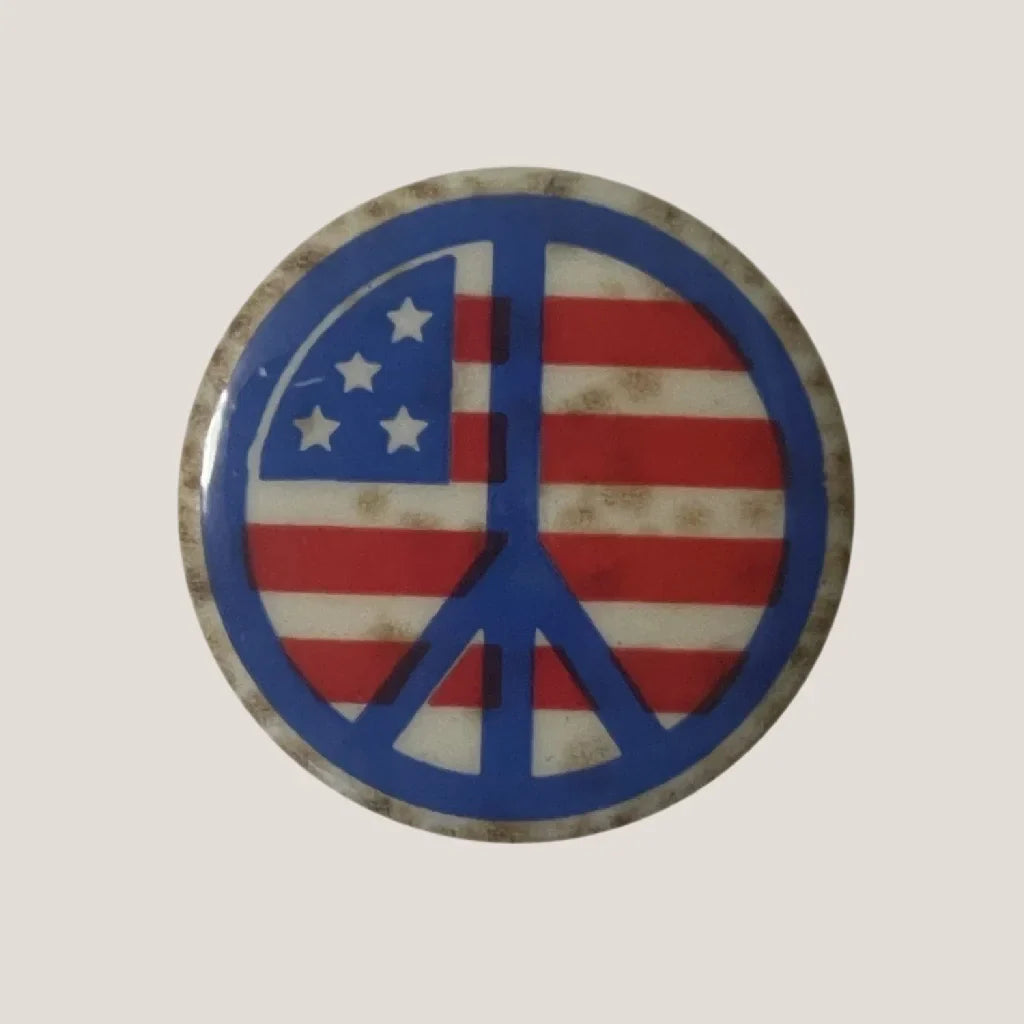 1960s Vietnam War Peace Symbol Pin — American Flag Design (NOS)