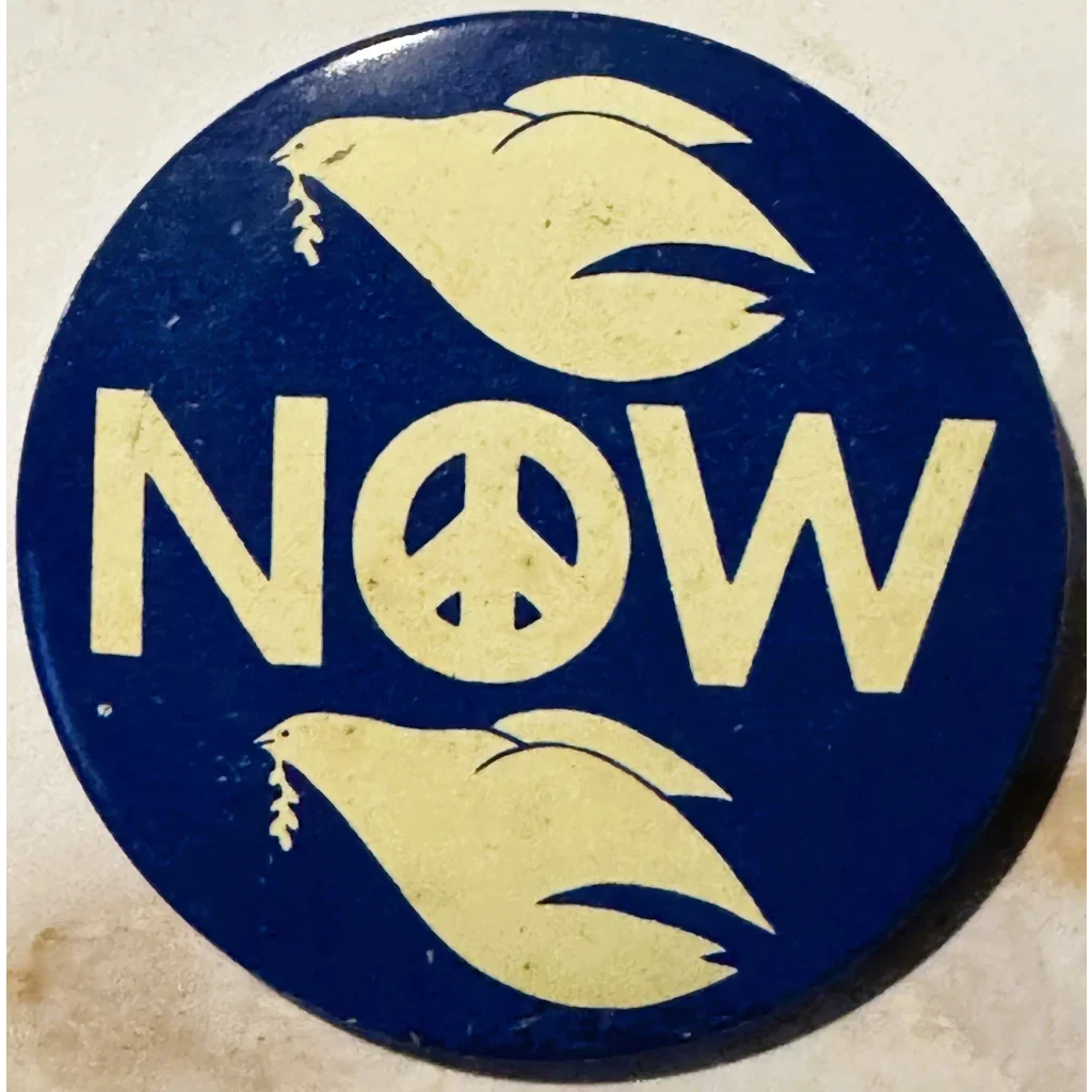 1960s Vietnam War Peace Now Dove Pin — Original Protest Pinback