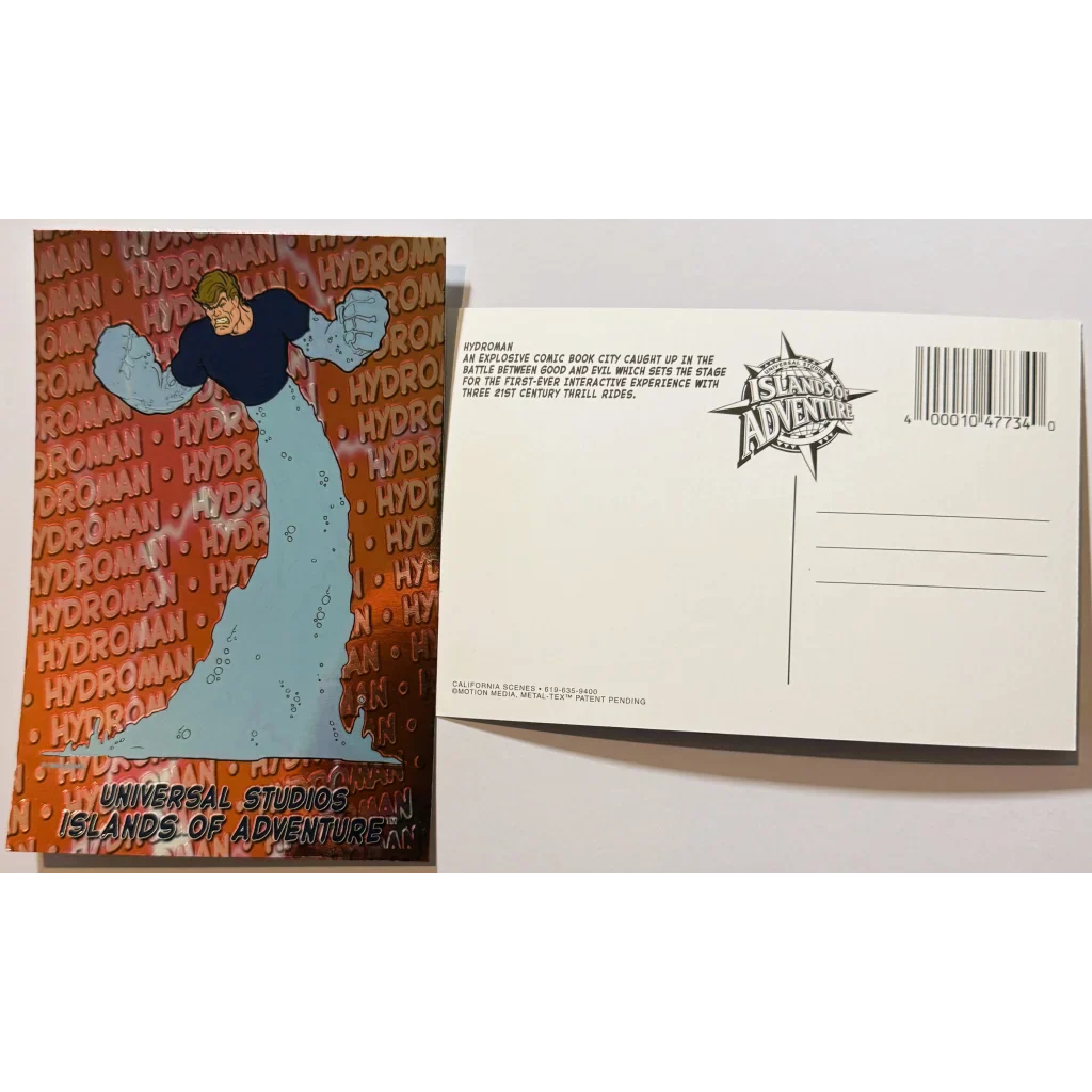 1999 Hydroman Marvel Postcard — NOS Foil Universal Studios Villain Art