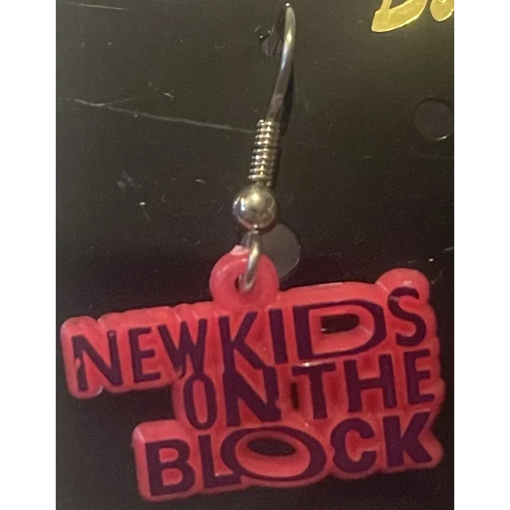 1991 New Kids on the Block Earrings — Pink ButtonUp NKOTB (Original Card)