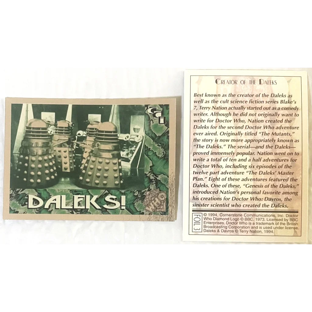 1994 Doctor Who Complete Foil Card Set — Cards 1–7