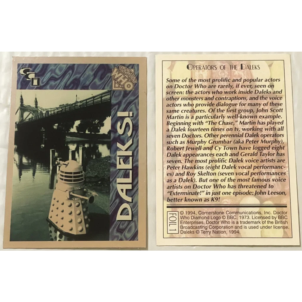 1994 Doctor Who Complete Foil Card Set — Cards 1–7