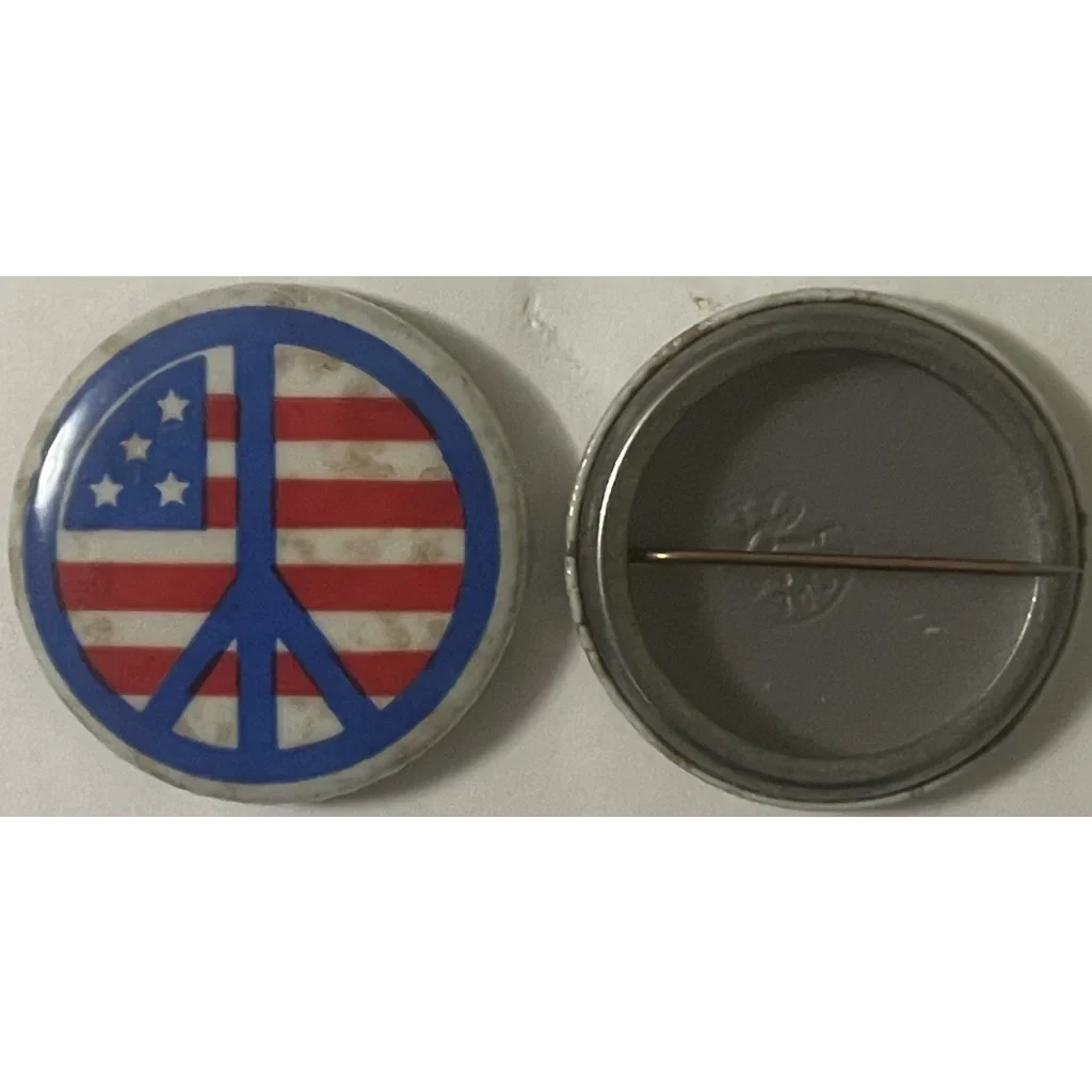 1960s Vietnam War Peace Symbol Pin — American Flag Design (NOS)
