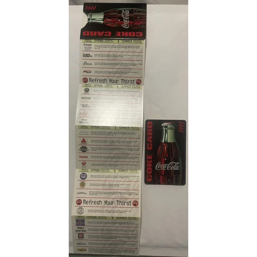1999 Coca‑Cola Regional Promo Credit Card with Accordion Fold‑Out | Factory Boxed NOS