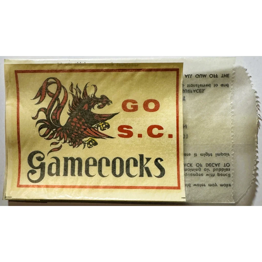 1960s South Carolina Gamecocks Decal — NOS Great Western Enterprises