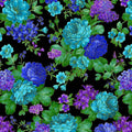 Black Opulent Bouquet Cotton Wideback Fabric Per Yard